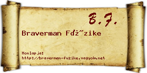 Braverman Füzike névjegykártya